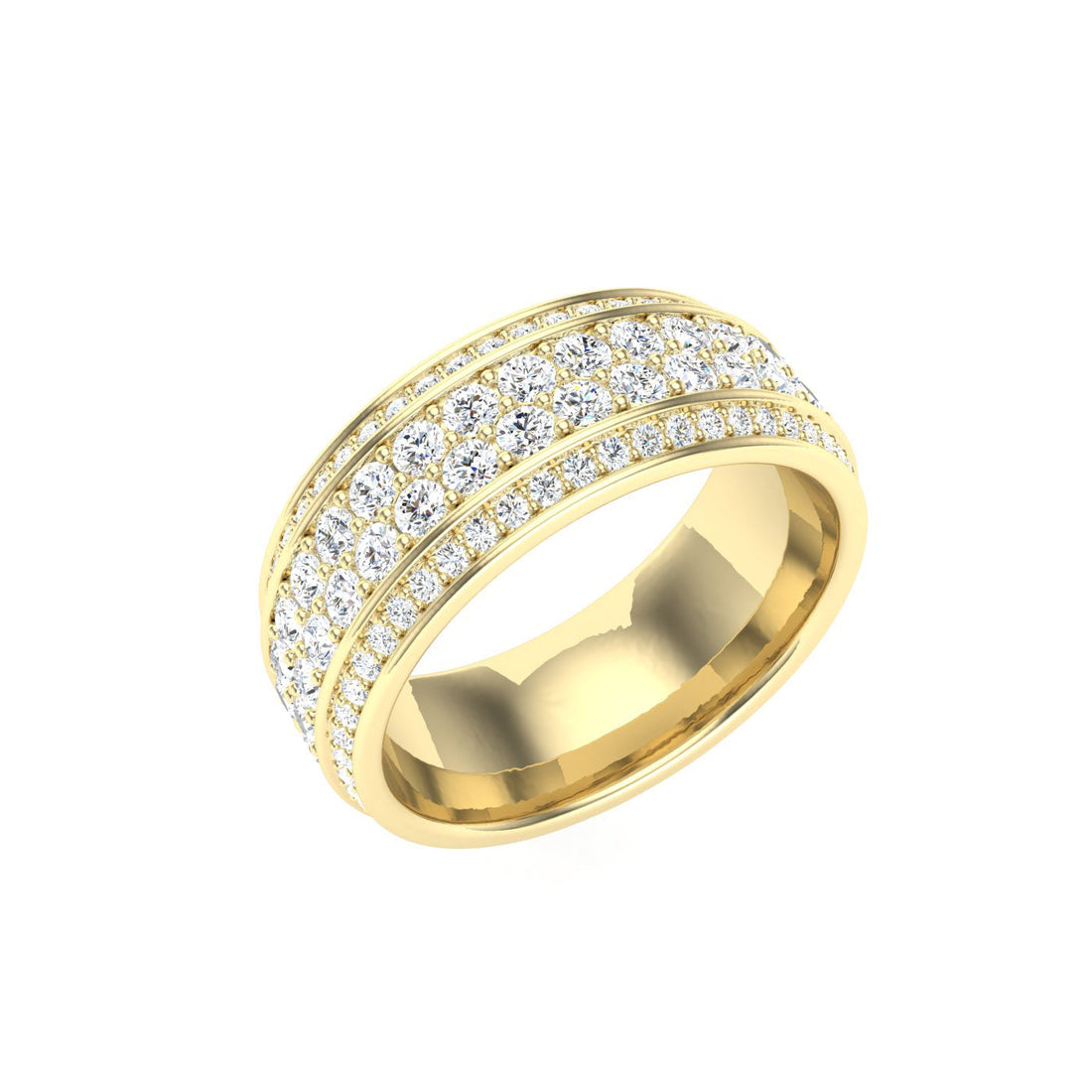 Row Pavé Moissanite Wedding Band Yellow Gold