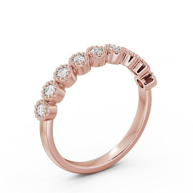 Ruby Half Eternity Round Lab Diamond Bezel with Milgrain Ring