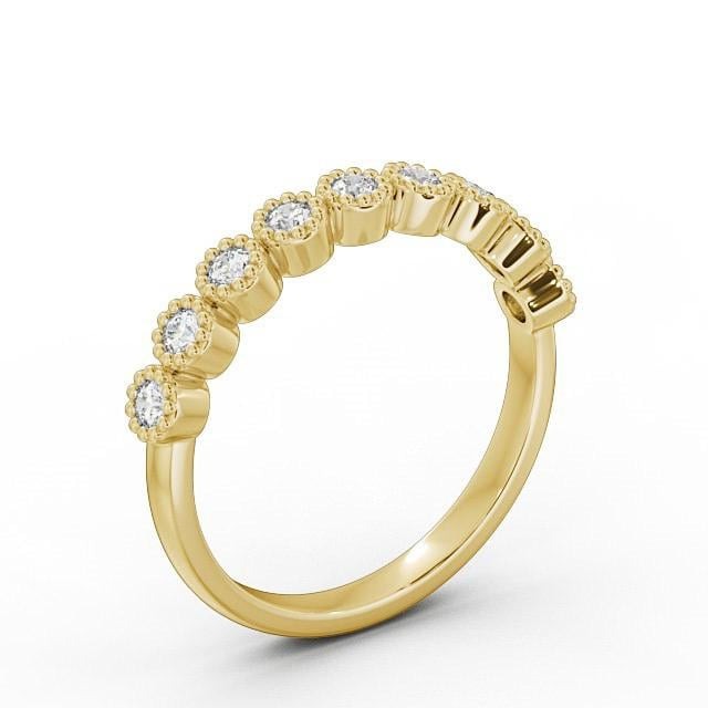 Ruby Half Eternity Round Lab Diamond Bezel with Milgrain Ring