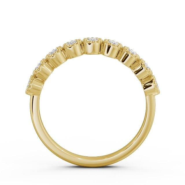 Ruby Half Eternity Round Lab Diamond Bezel with Milgrain Ring