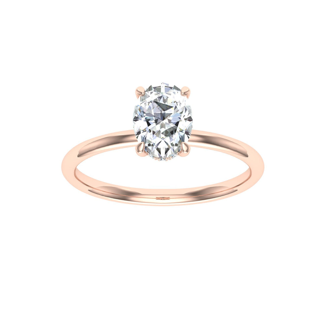 Arcane Oval Cut Solitaire Hidden Halo Moissanite Engagement Ring Rose Gold