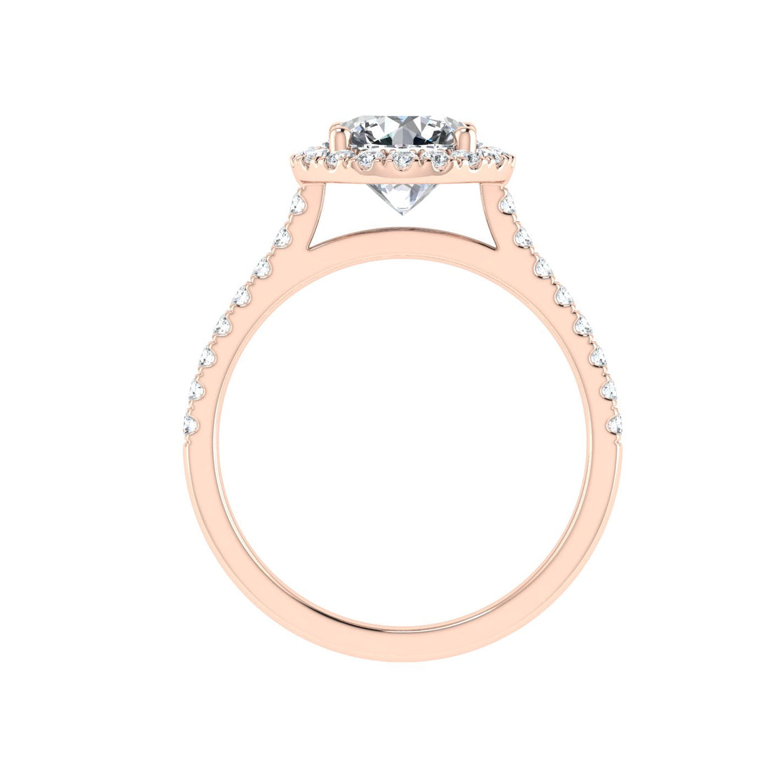 Sapphire Round Cut Halo Moissanite Engagement Ring Rose Gold