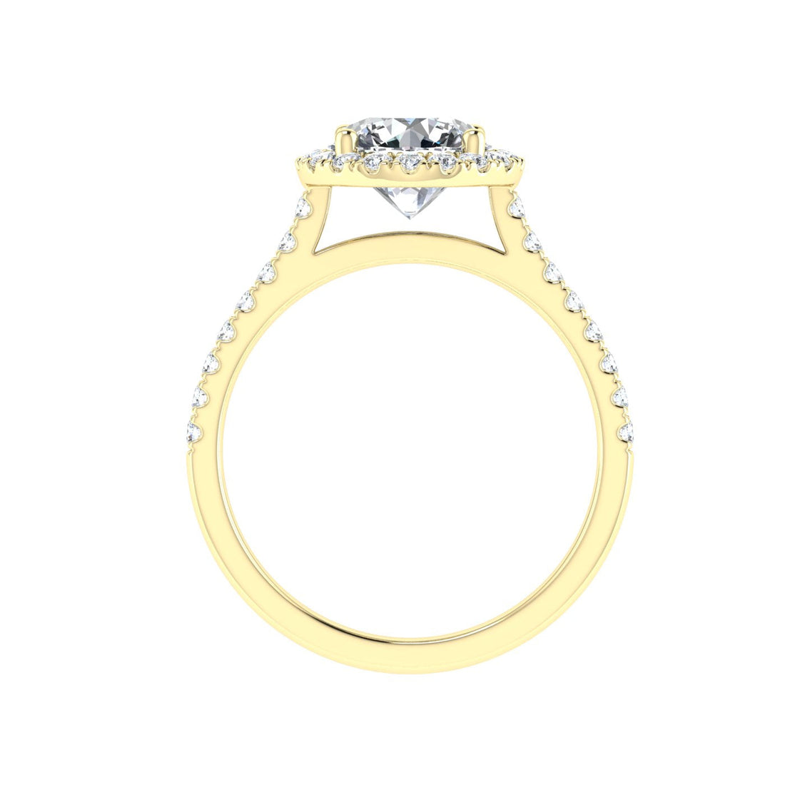 Sapphire Round Cut Halo Moissanite Engagement Ring Yellow Gold