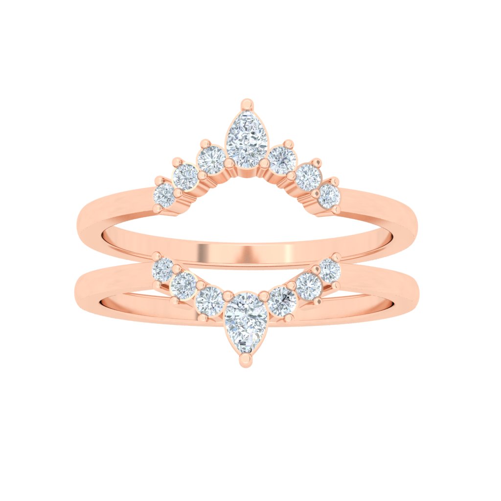 Scalloped Double Moissanite Wedding Band Rose Gold