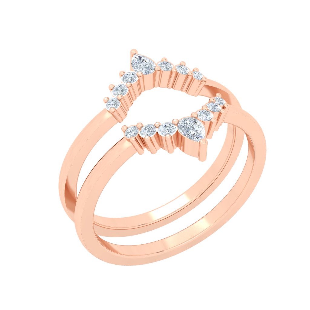 Scalloped Double Moissanite Wedding Band Rose Gold