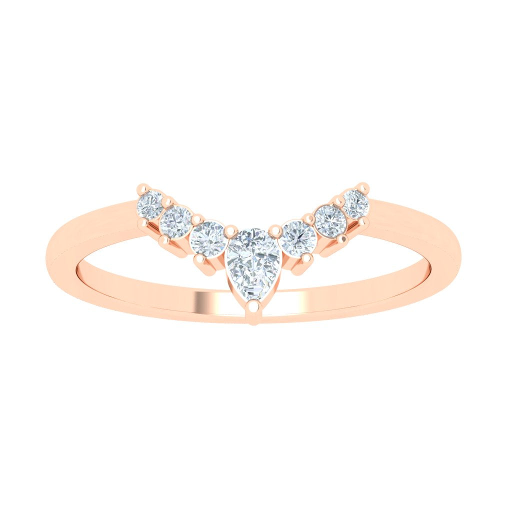 Scalloped Double Moissanite Wedding Band Rose Gold