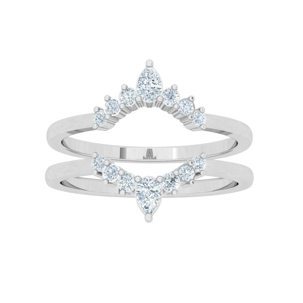 Scalloped Double Moissanite Wedding Band White Gold