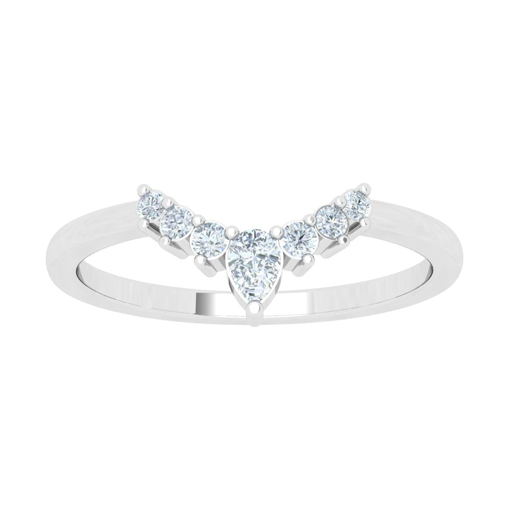 Scalloped Double Moissanite Wedding Band White Gold