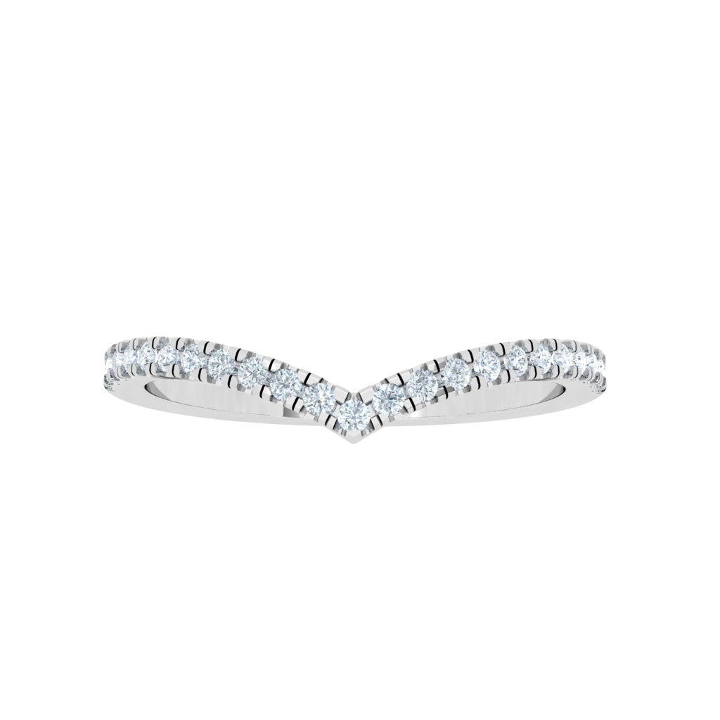 Scalloped Half Eternity Moissanite Wedding Band White Gold