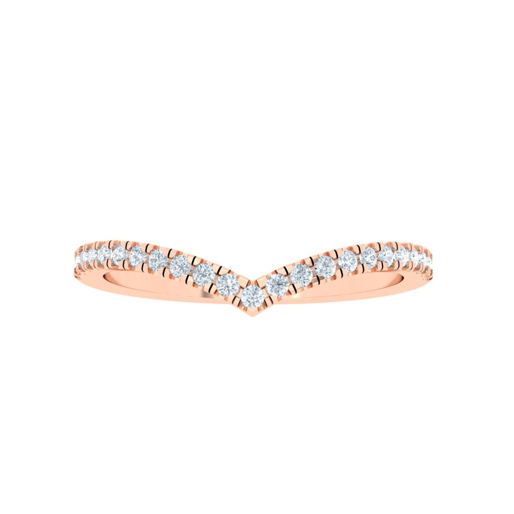 Scalloped Half Eternity Moissanite Wedding Band Rose Gold