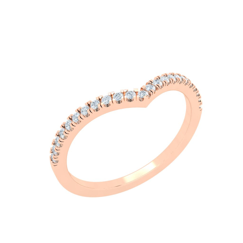 Scalloped Half Eternity Moissanite Wedding Band Rose Gold