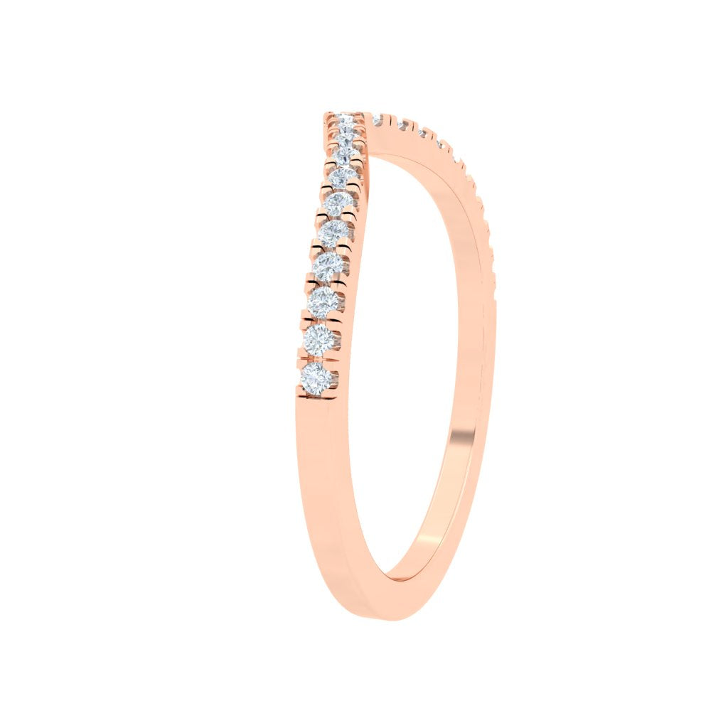 Scalloped Half Eternity Moissanite Wedding Band Rose Gold