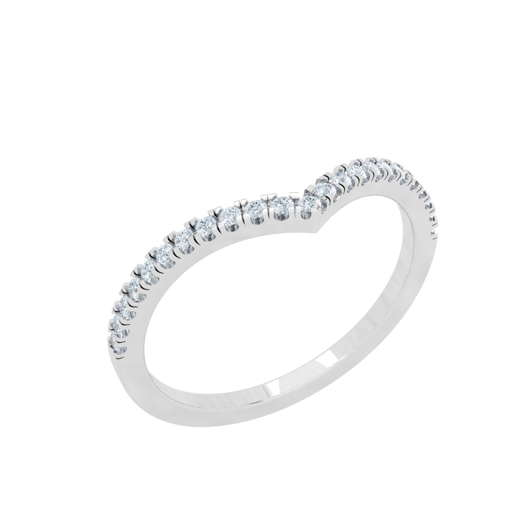 Scalloped Half Eternity Moissanite Wedding Band White Gold