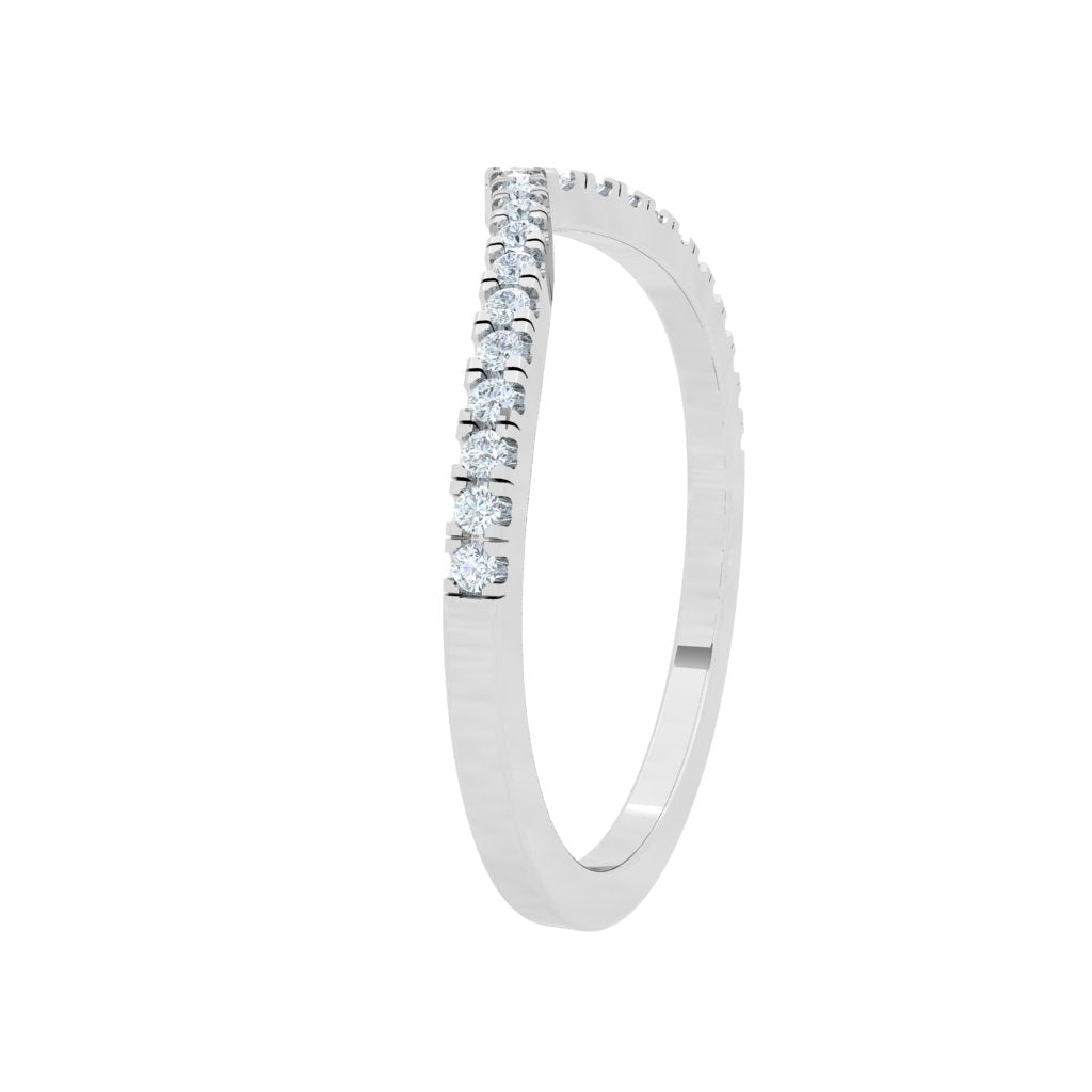 Scalloped Half Eternity Moissanite Wedding Band White Gold