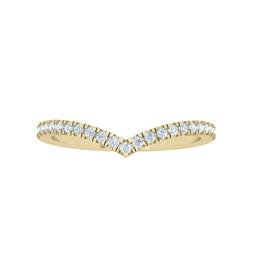 Scalloped Half Eternity Moissanite Wedding Band Yellow Gold