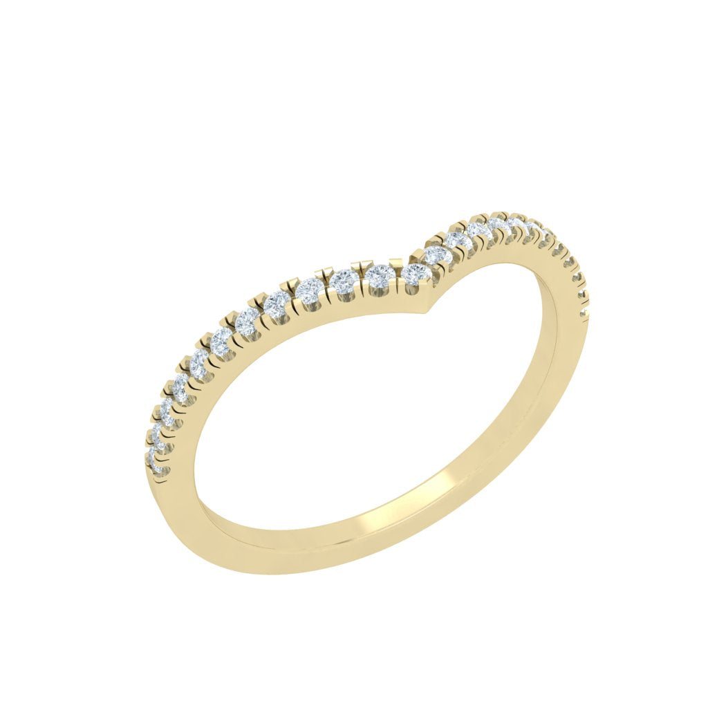 Scalloped Half Eternity Moissanite Wedding Band Yellow Gold