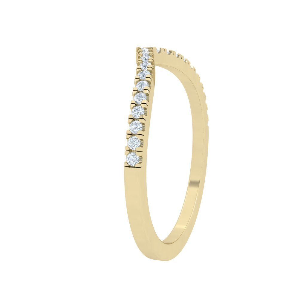 Scalloped Half Eternity Moissanite Wedding Band Yellow Gold