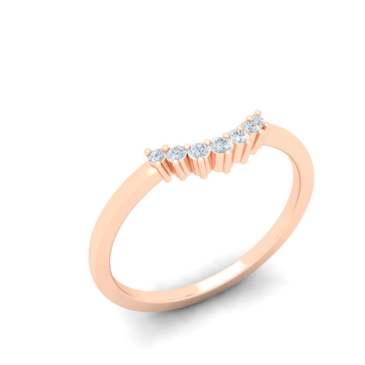 Scalloped Moissanite Wedding Band Rose Gold