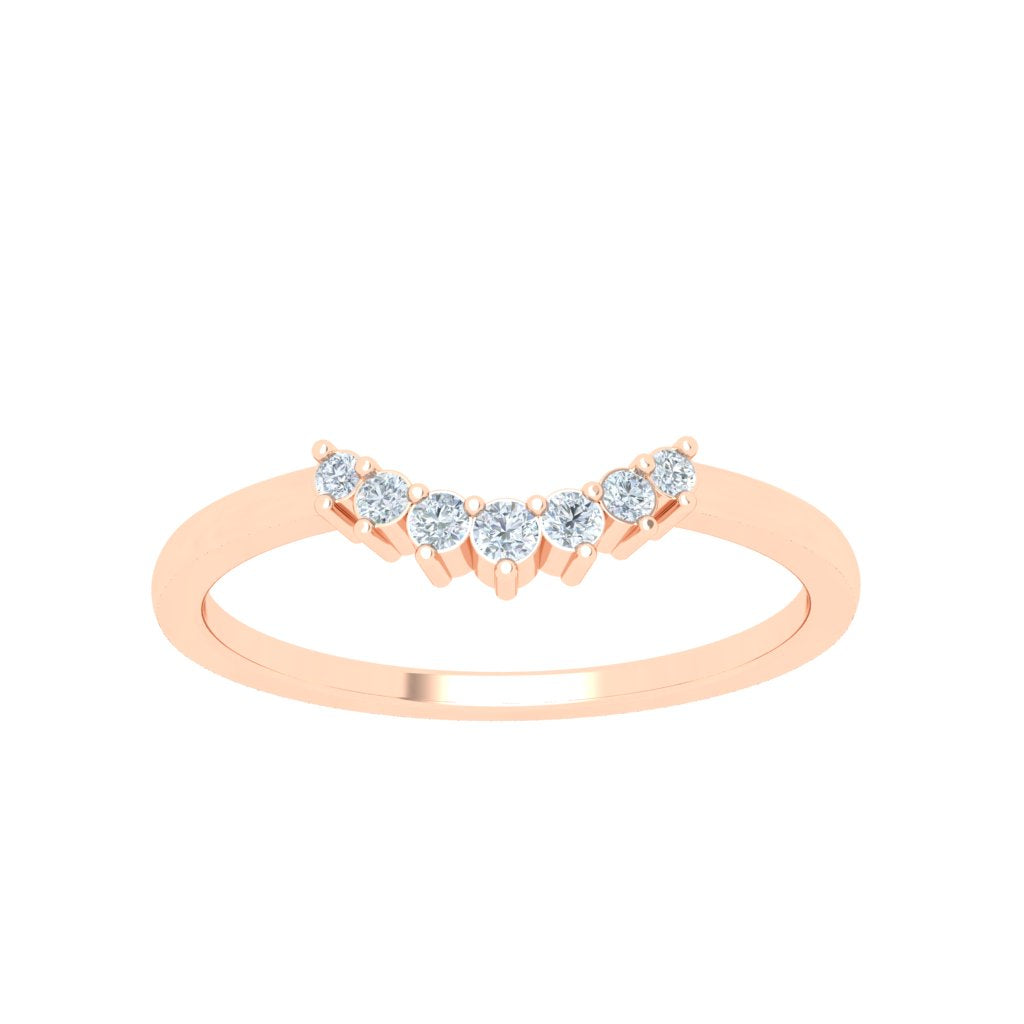 Scalloped Moissanite Wedding Band Rose Gold