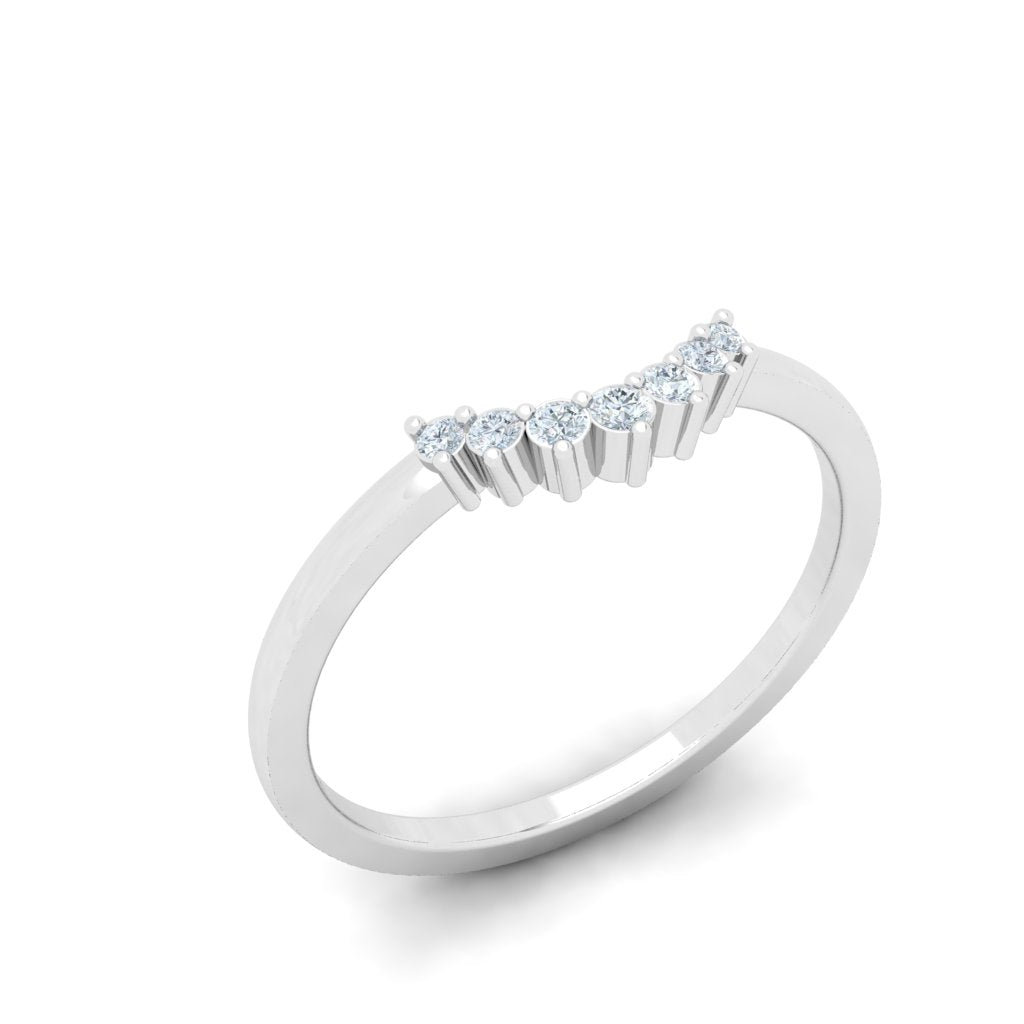 Scalloped Moissanite Wedding Band White Gold