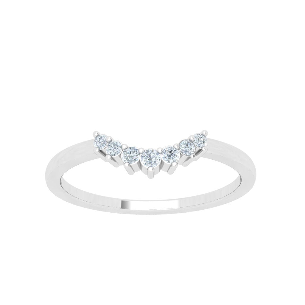 Scalloped Moissanite Wedding Band White Gold