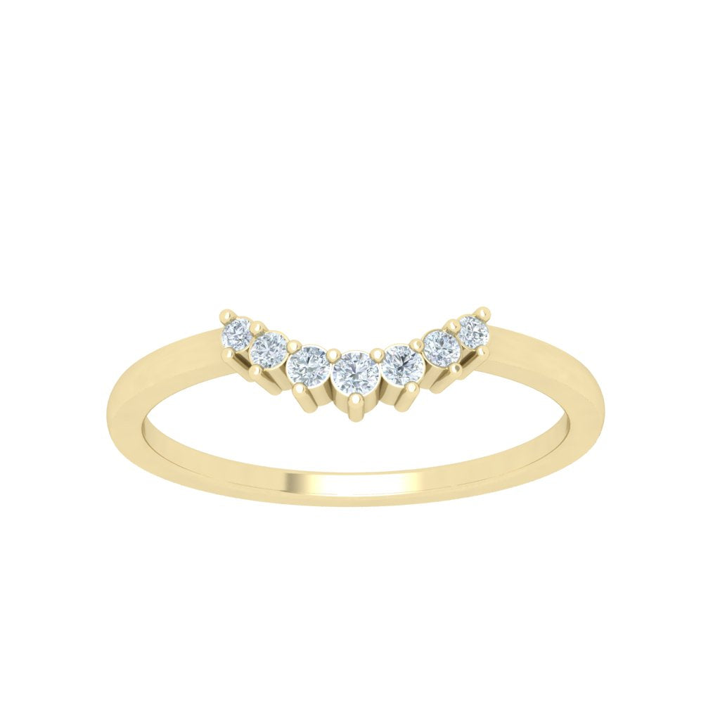 Scalloped Moissanite Wedding Band Yellow Gold