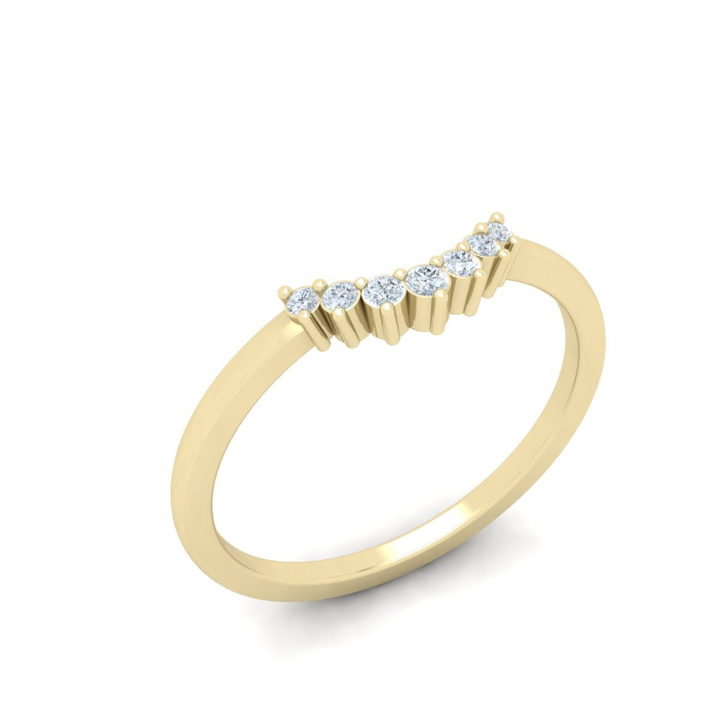 Scalloped Moissanite Wedding Band Yellow Gold