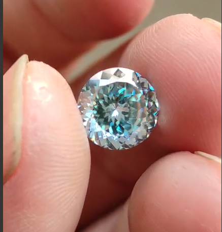 Cyan Blue Portuguese Cut Moissanite