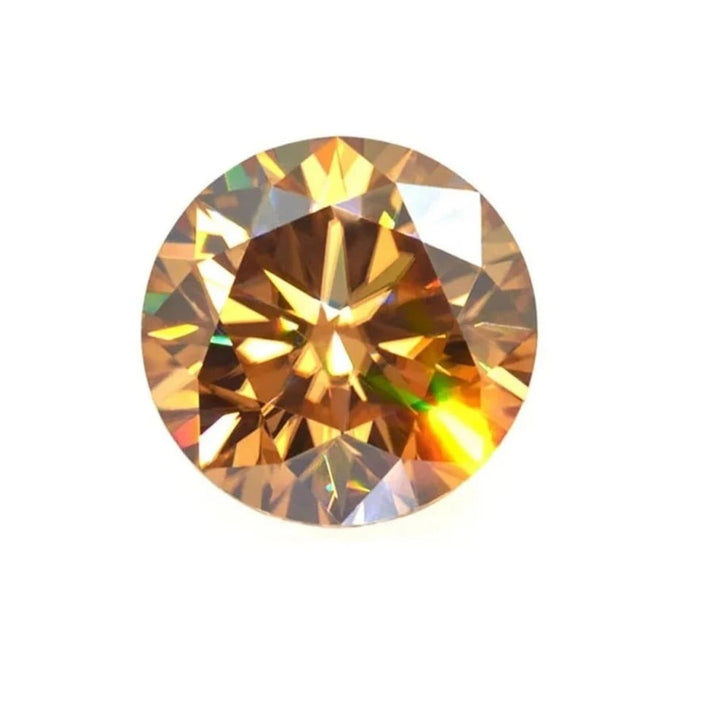Champagne Round Shape Certified Moissanite