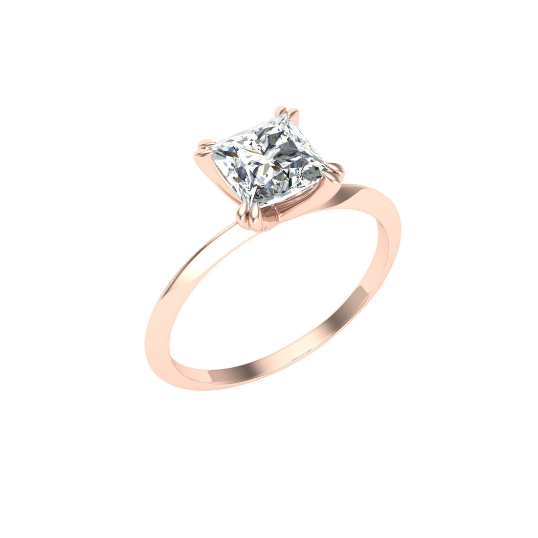 Seraphic Double Claw Princess Moissanite Engagement Ring Rose Gold