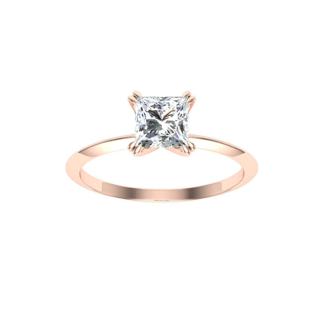 Seraphic Double Claw Princess Moissanite Engagement Ring Rose Gold