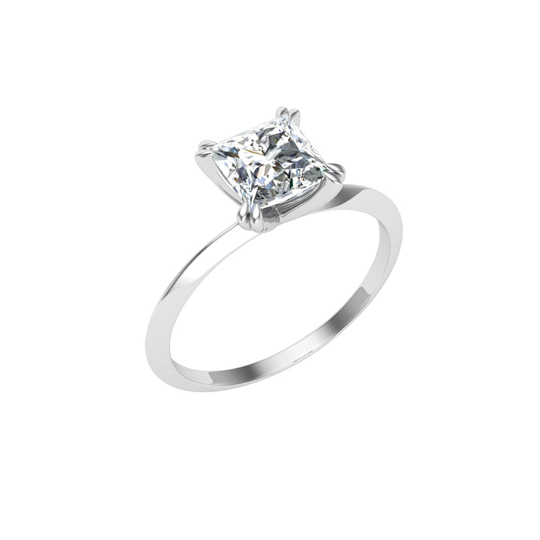 Seraphic Double Claw Princess Moissanite Engagement Ring White Gold