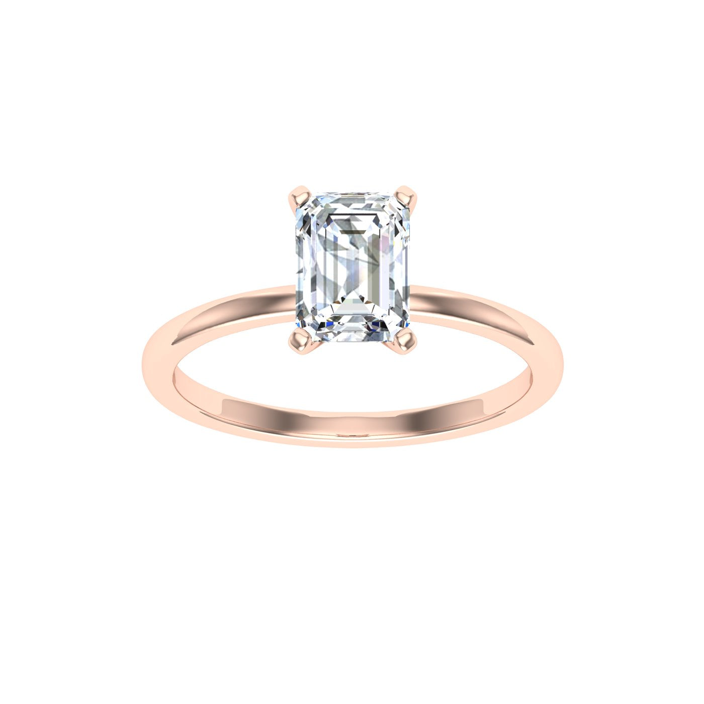 Serenade Emerald Solitaire Moissanite Engagement Ring Rose Gold