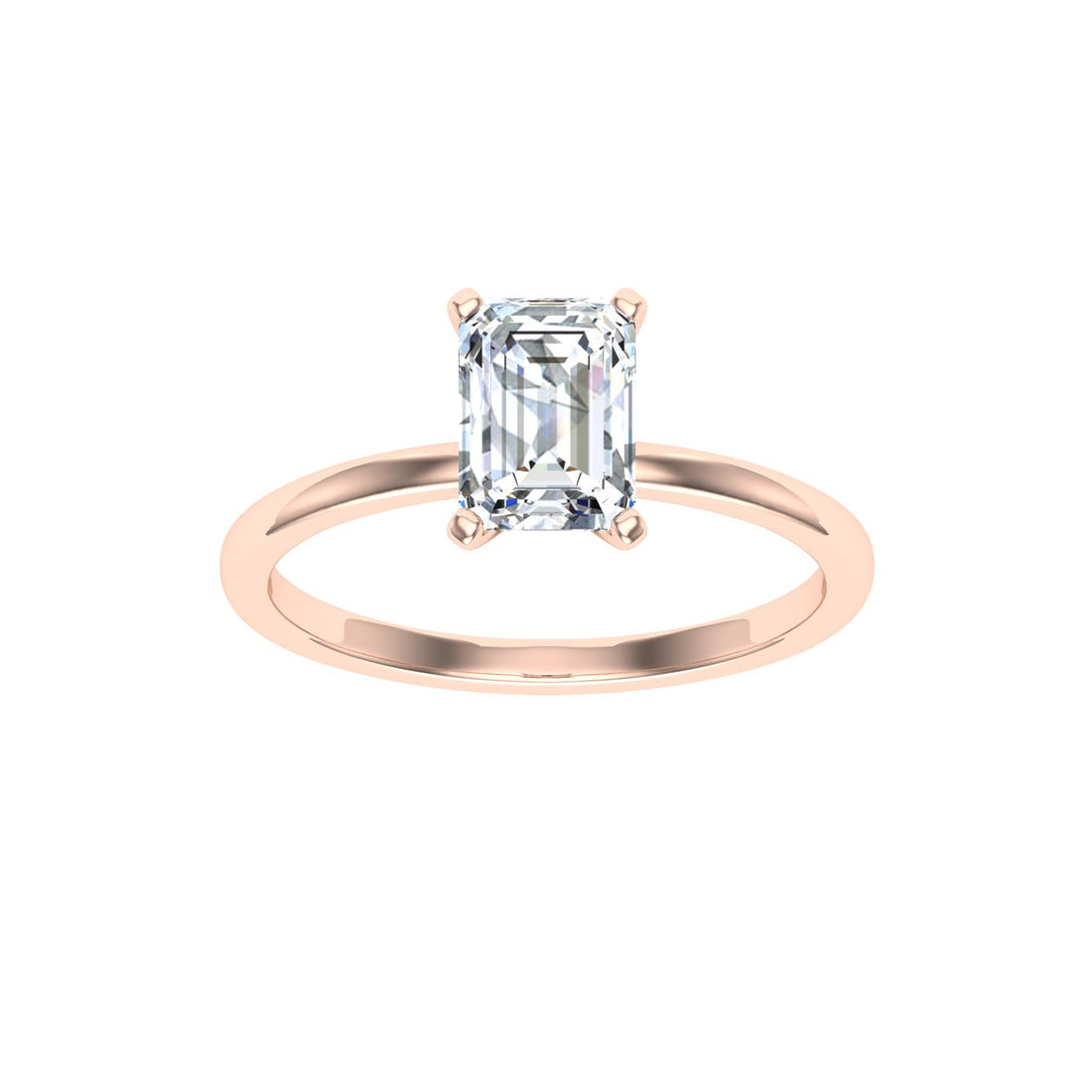 Serenade Emerald Solitaire Moissanite Engagement Ring Rose Gold