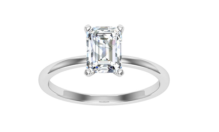 Serenade Emerald Solitaire Moissanite Engagement Ring White Gold