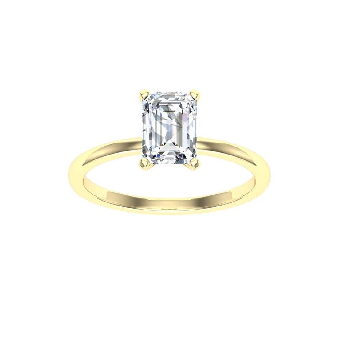 Serenade Emerald Solitaire Moissanite Engagement Ring Yellow Gold