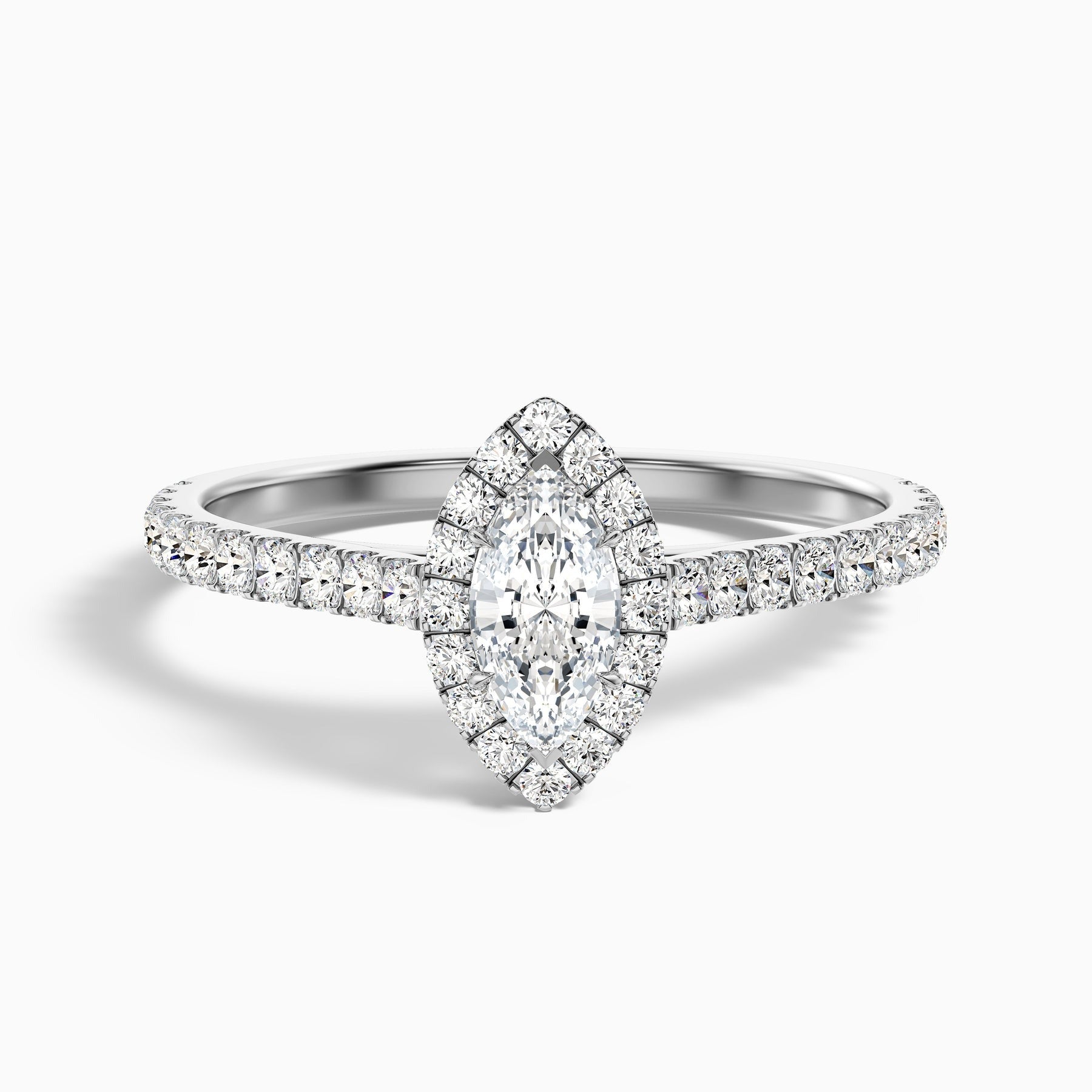 Serenity 1 Carat Marquise Halo Pave Lab Grown Diamond Ring
