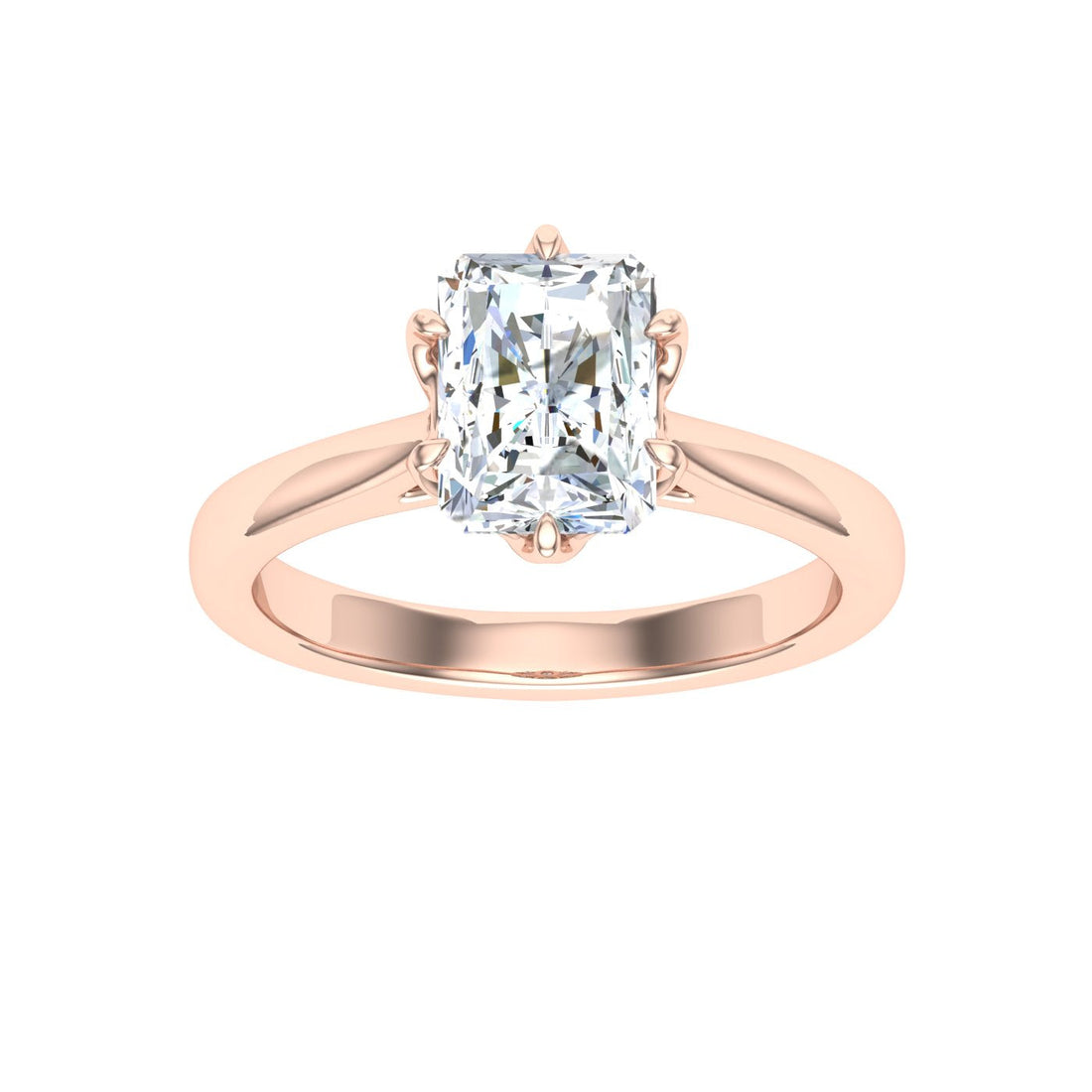 Serenity Radiant Cut Solitaire Moissanite Engagement Ring Rose Gold