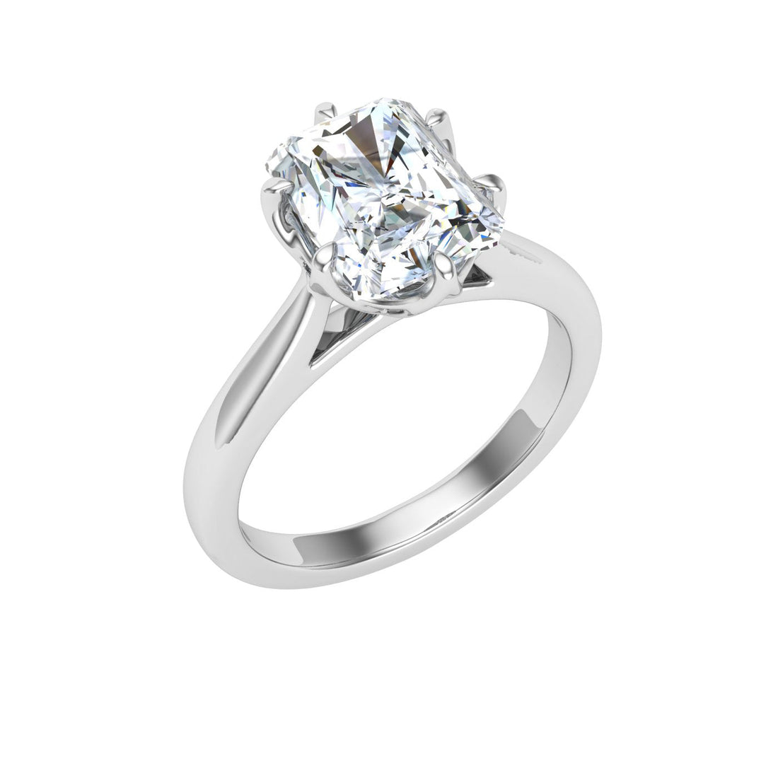 Serenity Radiant Cut Solitaire Moissanite Engagement Ring White Gold