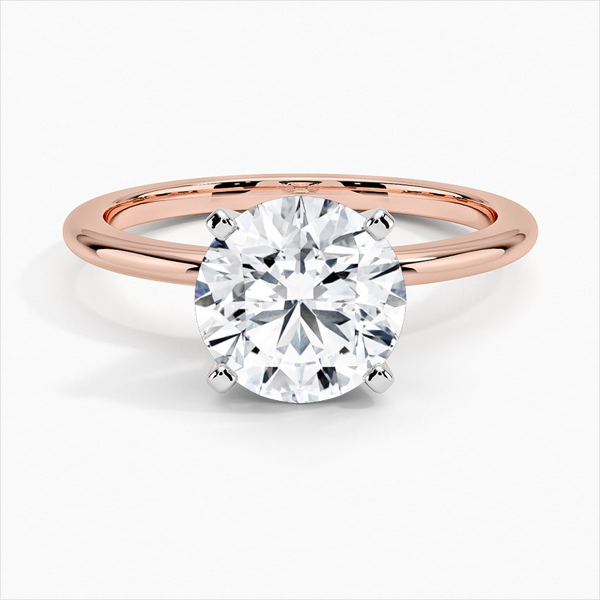 Sheen Round Four-Prong Solitaire Moissanite Engagement Ring Rose Gold