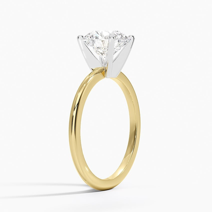 Sheen Round Four-Prong Solitaire Moissanite Engagement Ring Yellow Gold