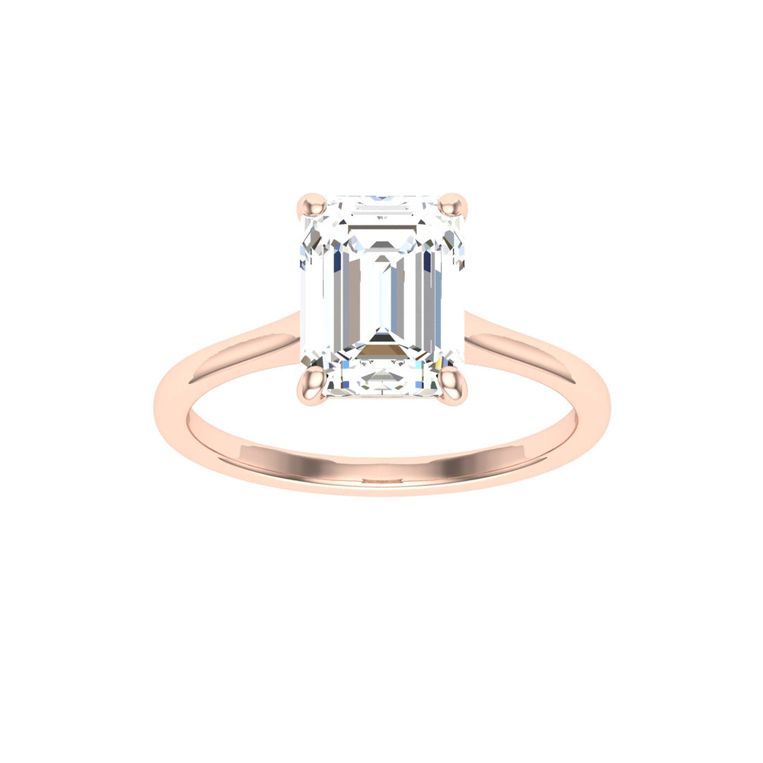 Shimmer Emerald Cut Solitaire Moissanite Engagement Ring Rose Gold