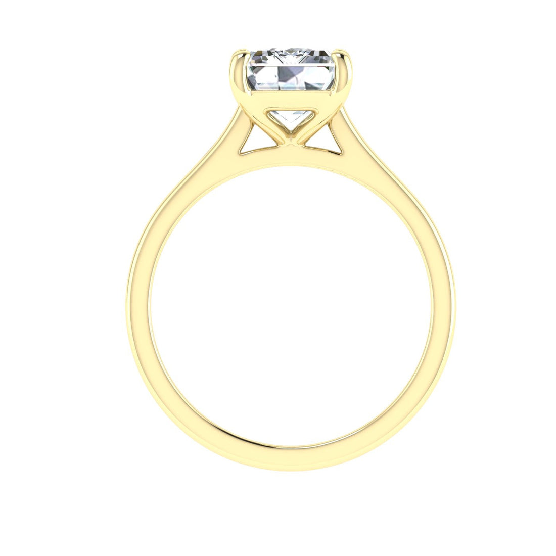 Shimmer Emerald Cut Solitaire Moissanite Engagement Ring Yellow Gold