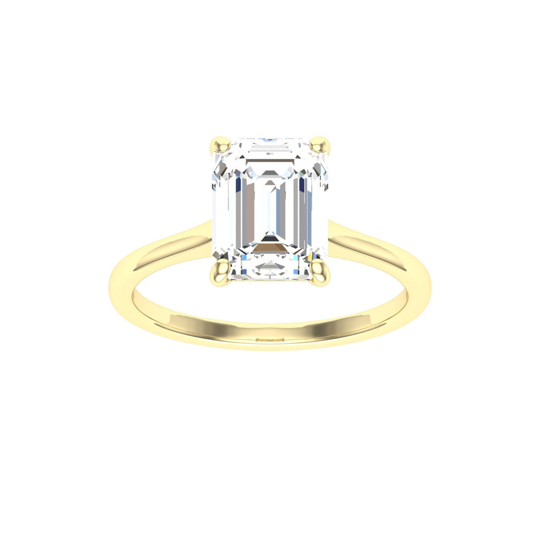 Shimmer Emerald Cut Solitaire Moissanite Engagement Ring Yellow Gold