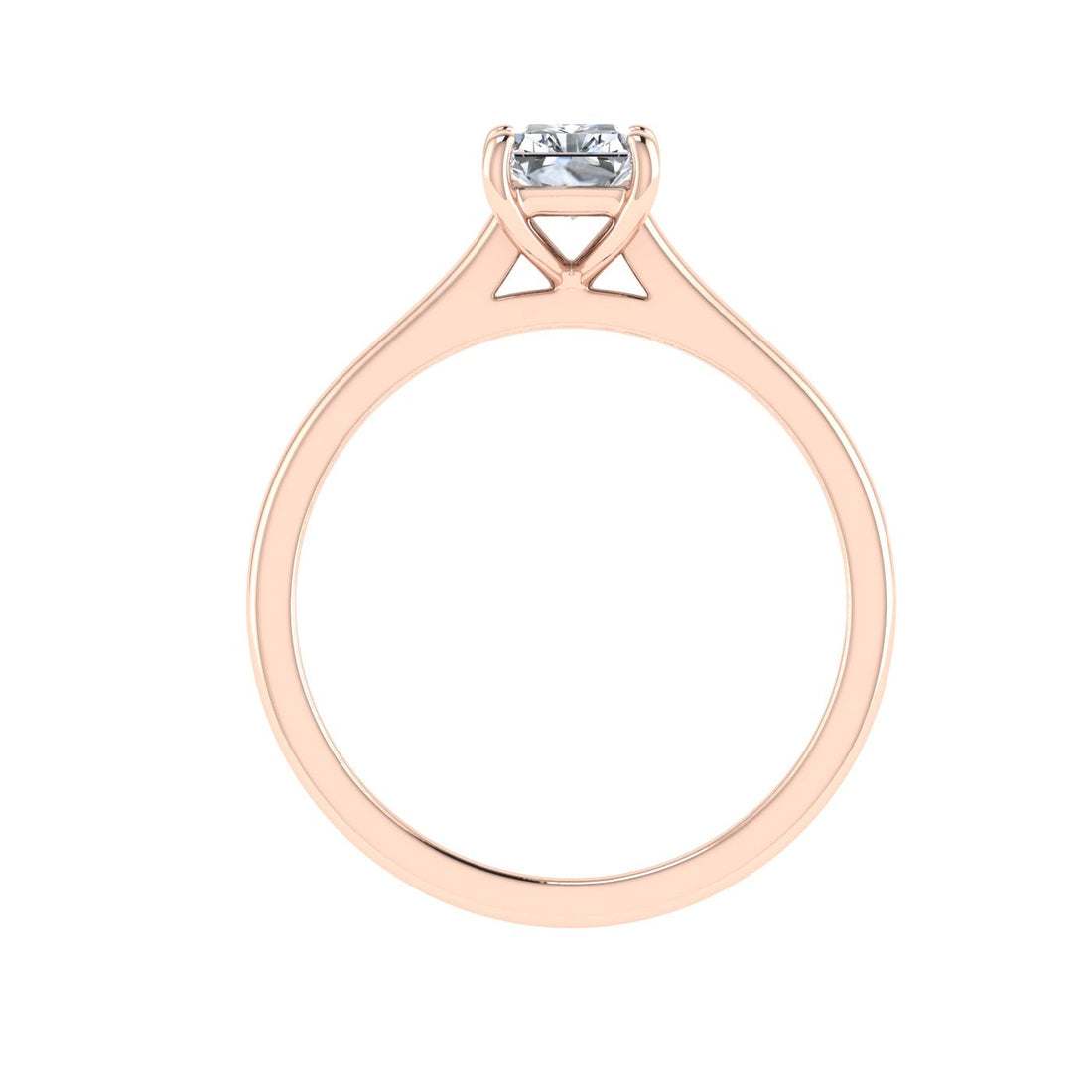 Shimmering Radiant Cut Solitaire Moissanite Engagement Ring Rose Gold