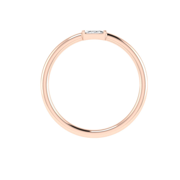 Single Baguette Moissanite Wedding Band Rose Gold