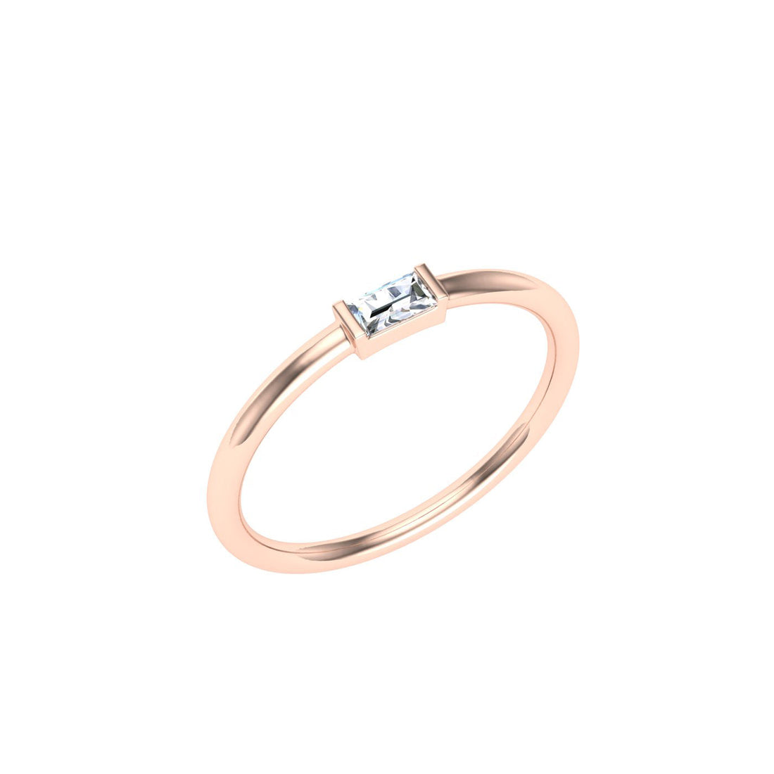 Single Baguette Moissanite Wedding Band Rose Gold