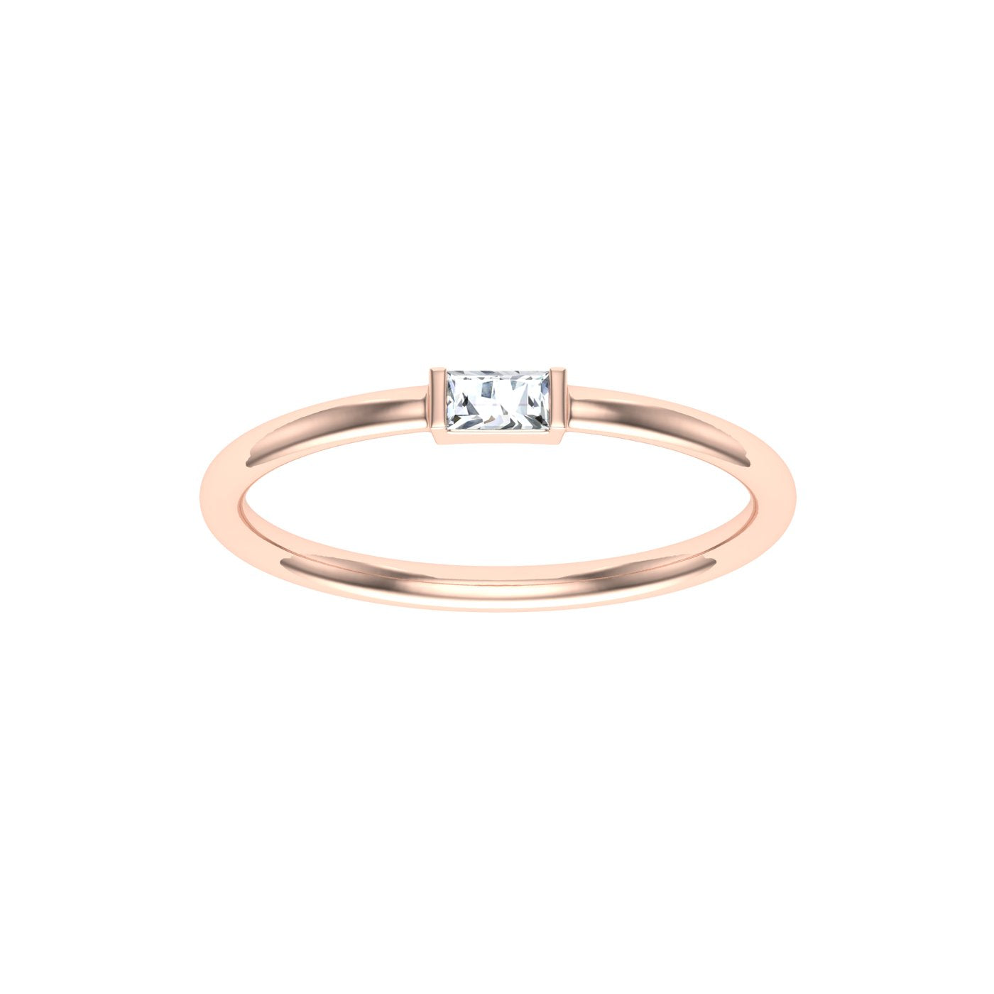 Single Baguette Moissanite Wedding Band Rose Gold