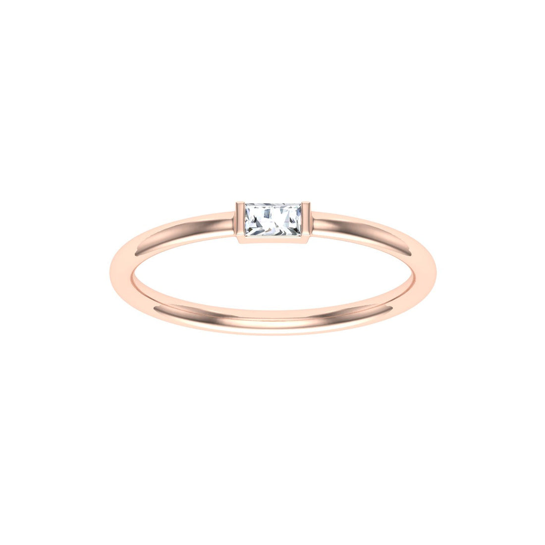 Single Baguette Moissanite Wedding Band Rose Gold