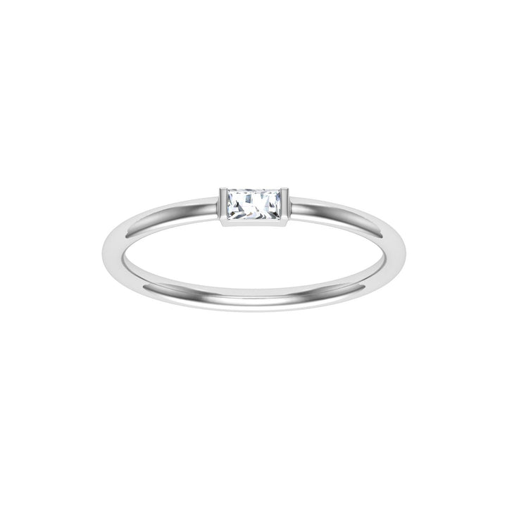 Single Baguette Moissanite Wedding Band White Gold